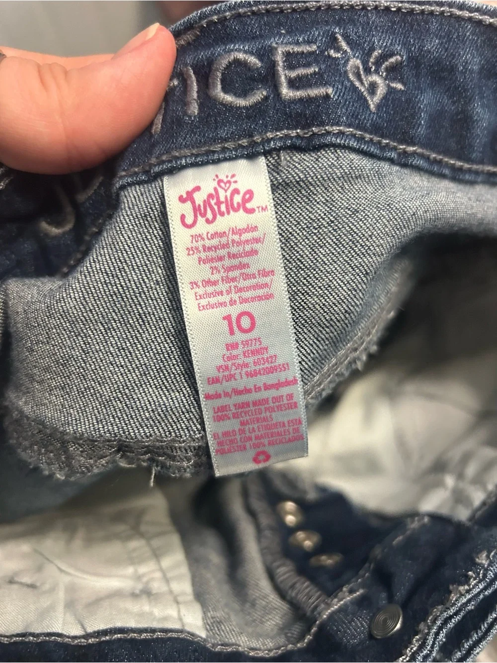 Justice Dark Wash Distressed Denim Shorts - Blue size 10 kids